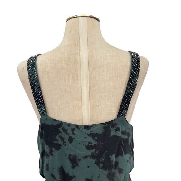 Zara Maxi Dress Tie Dye Printed Chiffon Beaded Straps‎ Green Size Small - Picture 10 of 16